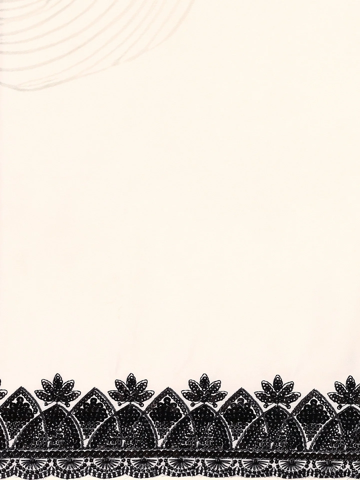 Black & white satin printed saree with hand embroidery & ready made blouse - Image 5