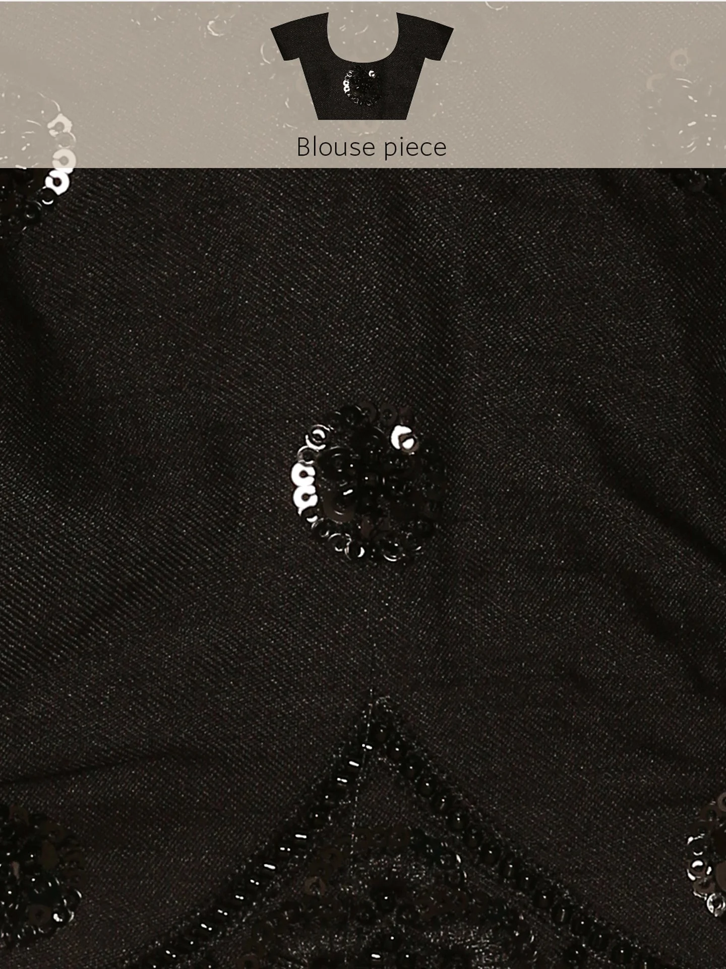 Black & white satin printed saree with hand embroidery & ready made blouse - Image 9