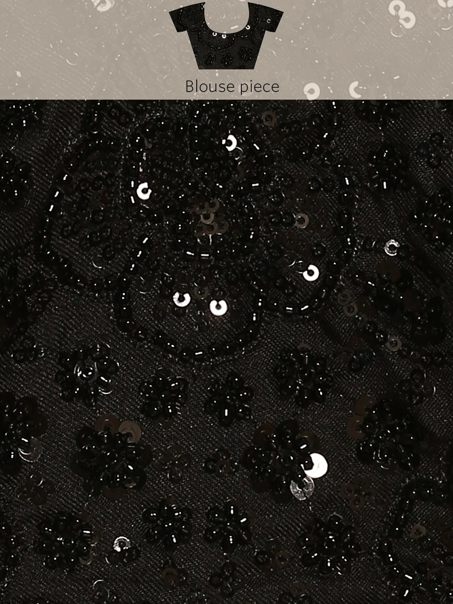 Black & White Satin Printed Saree With Hand Embroidery And Ready Made Blouse - Image 9