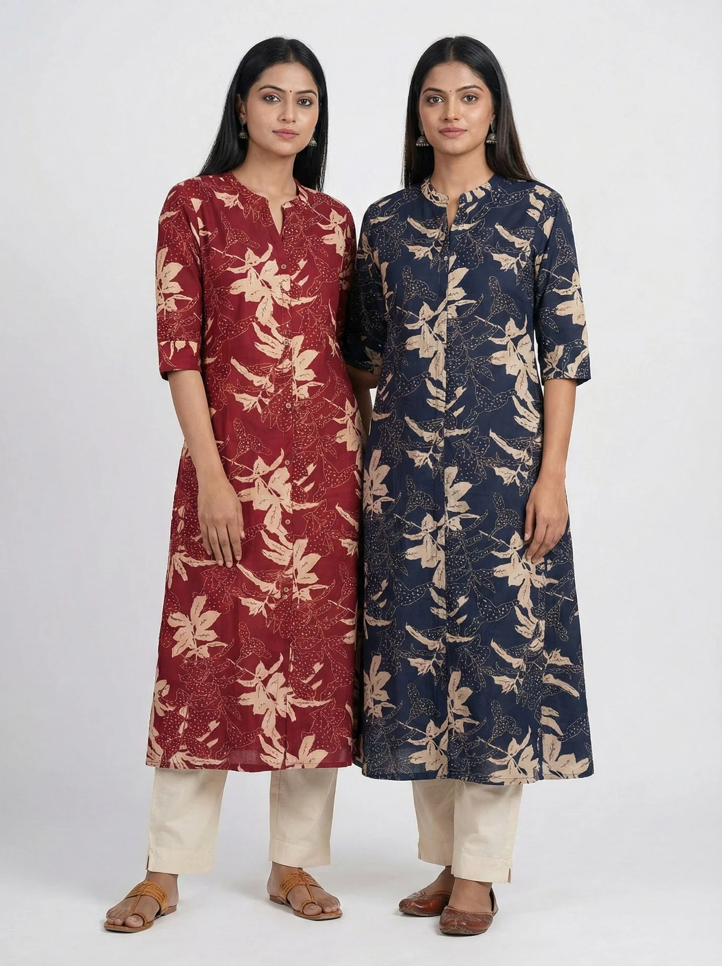Maroon Modal Silk Floral Digital Print Kurta - Image 5