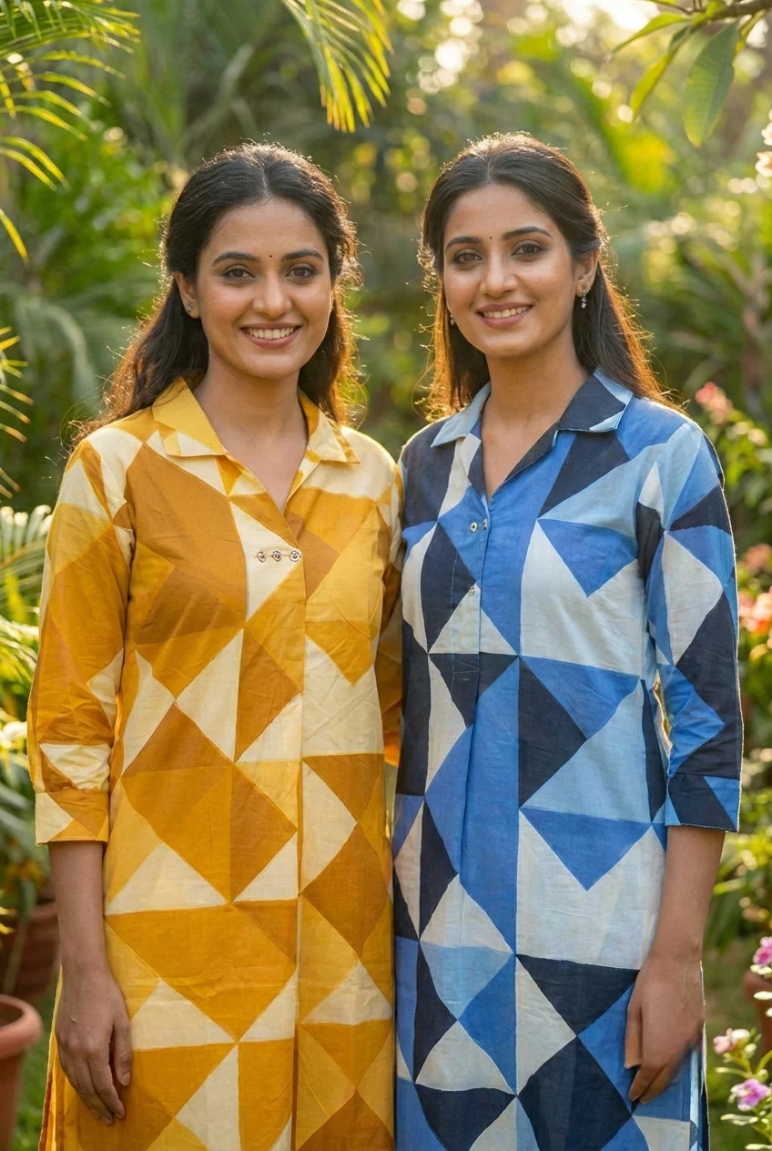 Mustard Cotton Printed Two Piece Set - Image 3