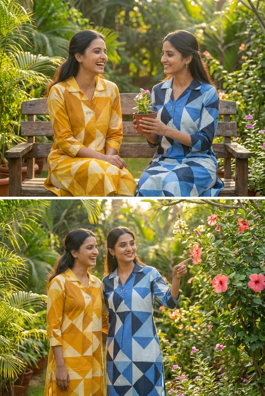 Mustard Cotton Printed Two Piece Set - Image 4