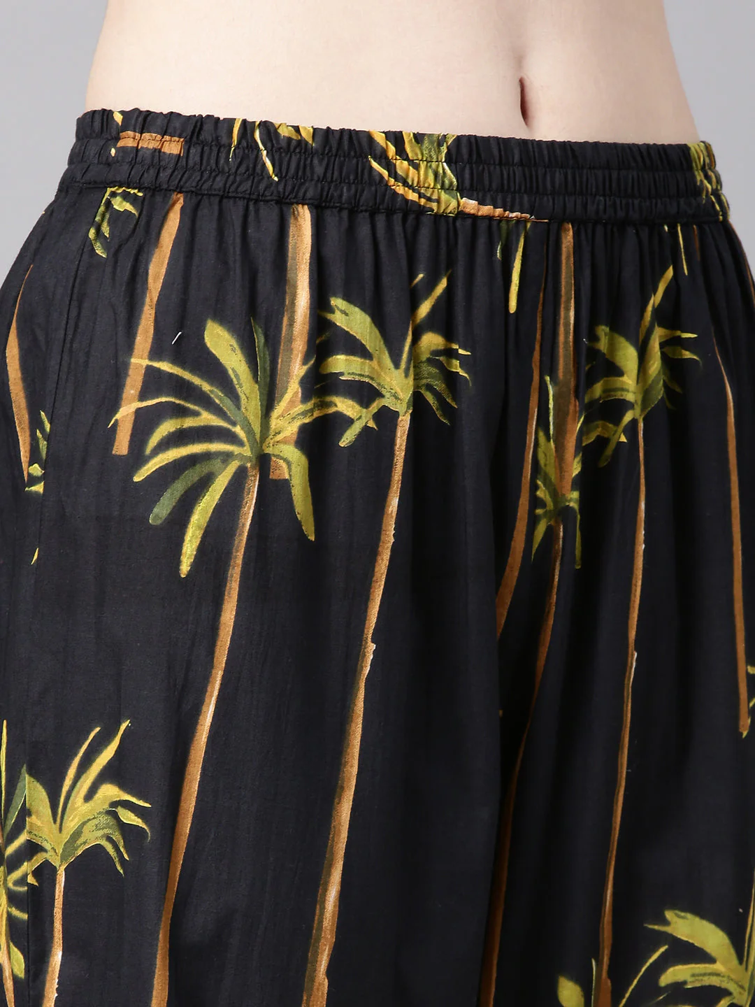 Neerus Black Printed Straight Kurta and Trousers - Image 6