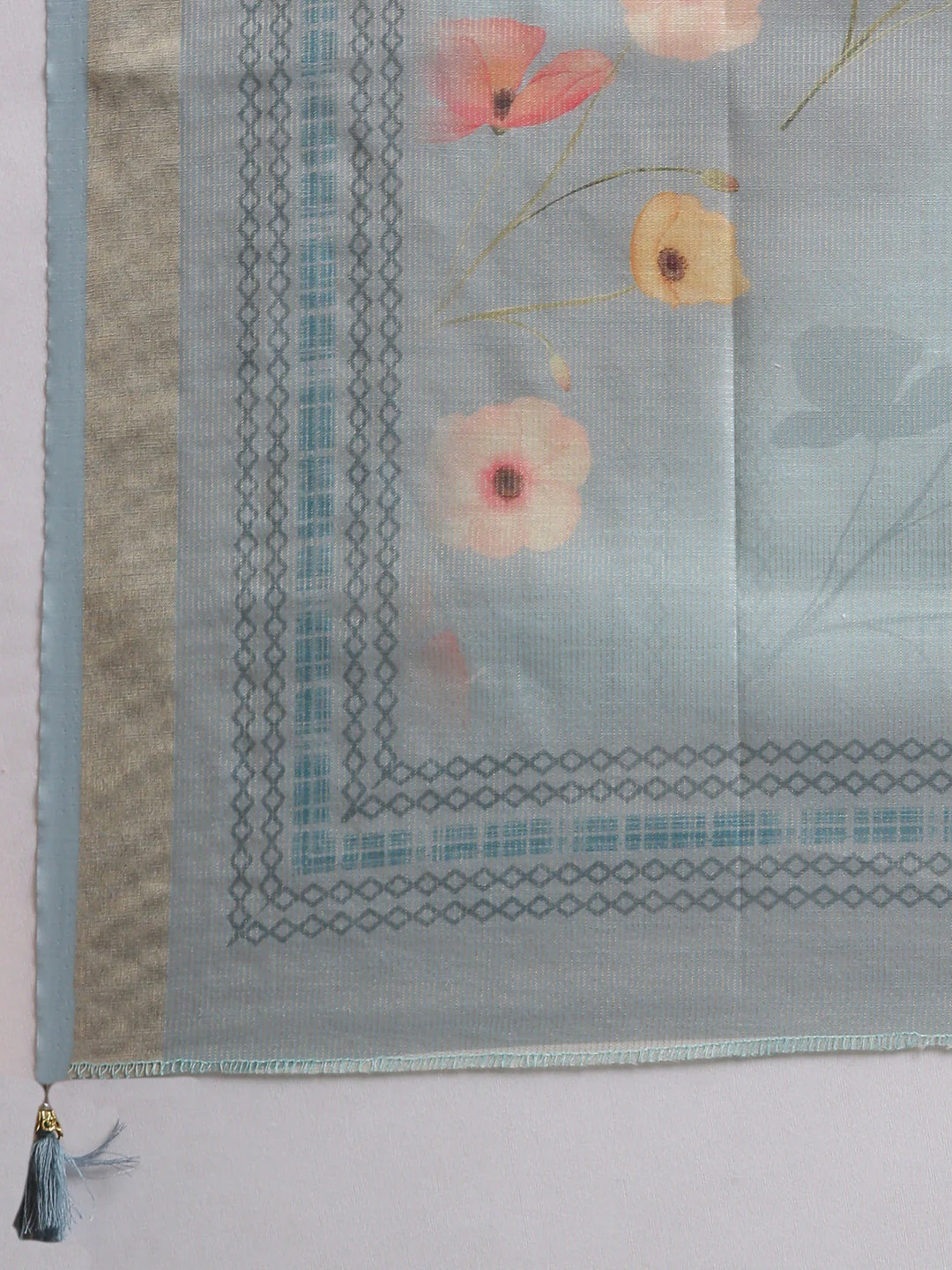 Neerus Blue Printed Straight Kurta And Trousers With Dupatta - Image 7