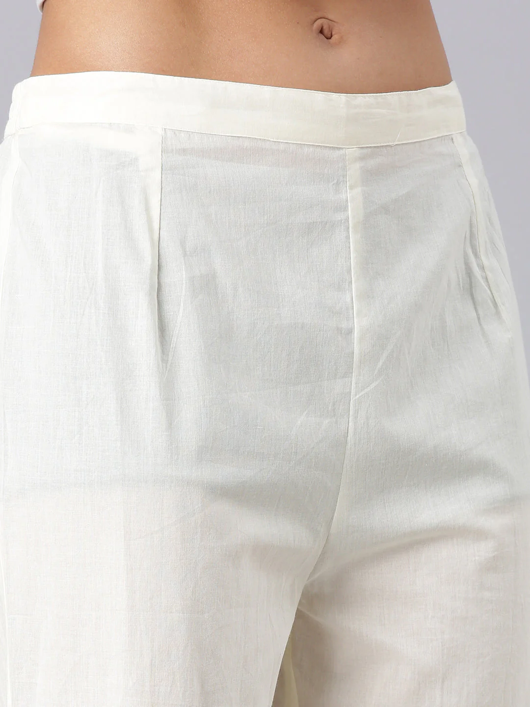 Neerus Cream Embroidered Anarkali Kurta And Trousers With Dupatta - Image 6