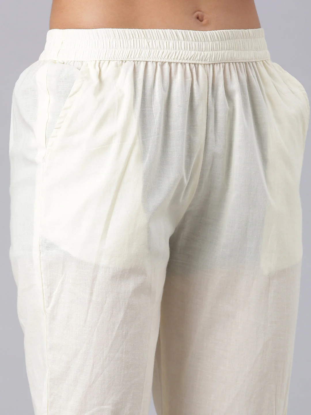 Neerus Cream Printed Straight Kurta And Trousers With Dupatta - Image 6