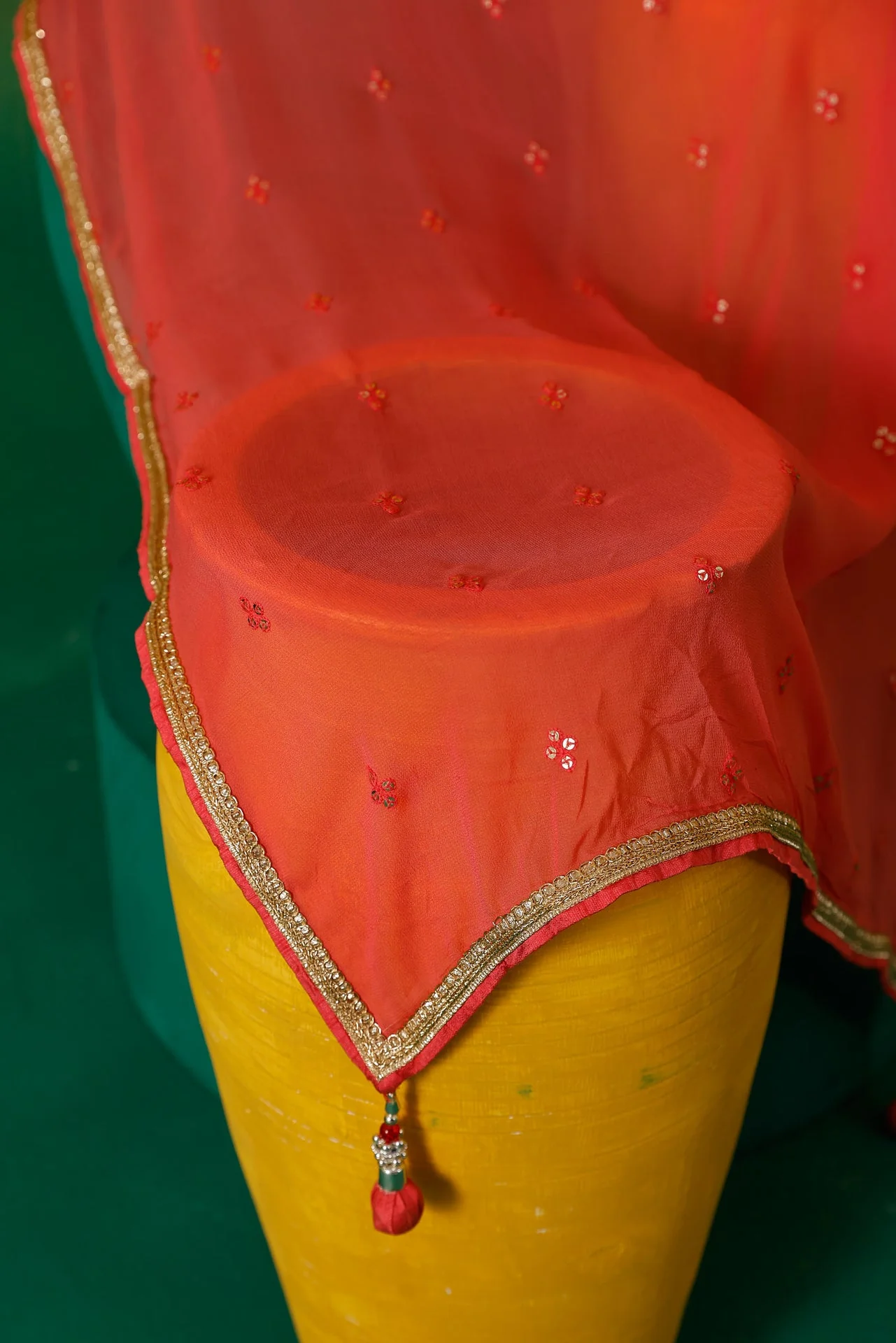 Neerus Gajari Embroidery work Crepe Fabric Ghagra Set - Image 14