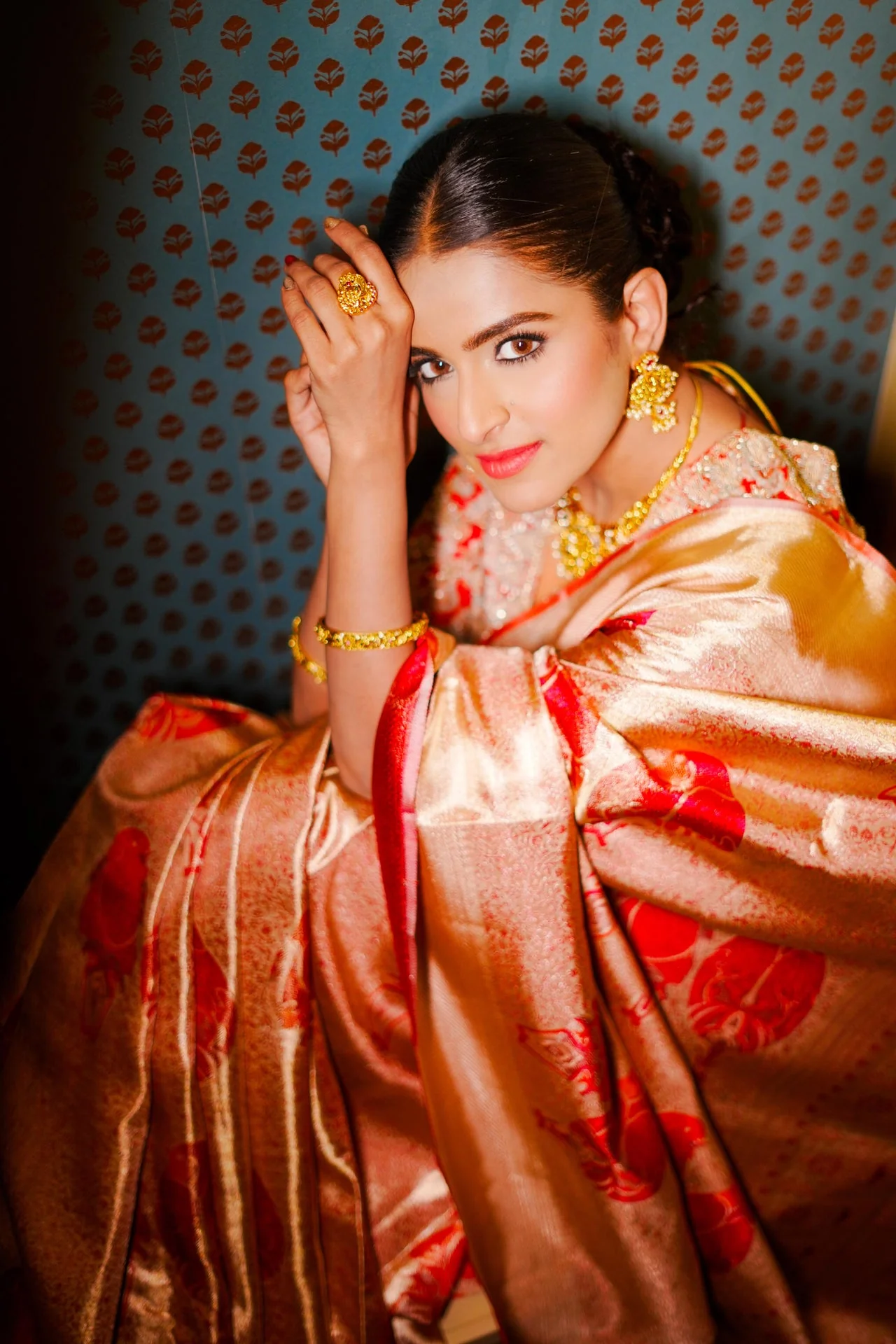 Neerus Gold Pure Silk Saree with Blouse - Image 6