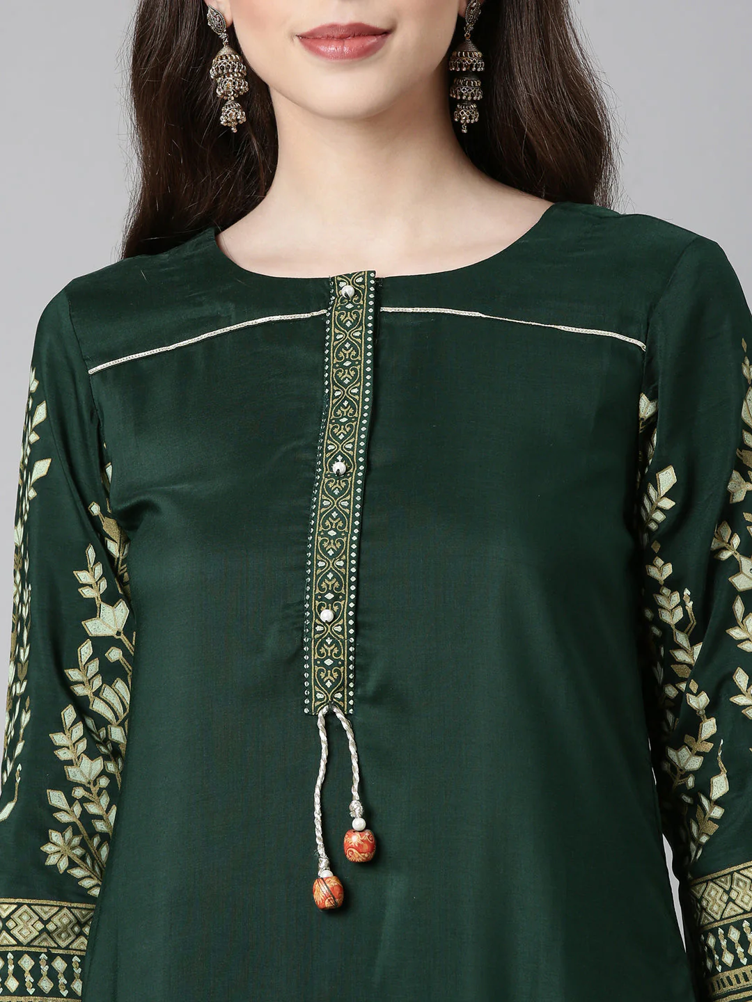Neerus Green Casual Solid Straight Kurta - Image 4