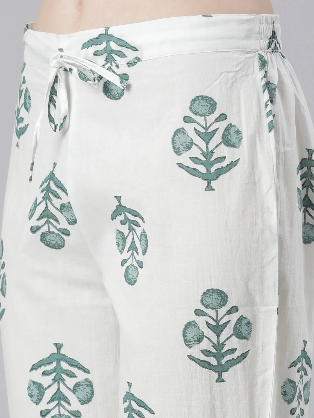 Neerus Green Printed Anarkali Kurta and Trousers With Dupatta - Image 6