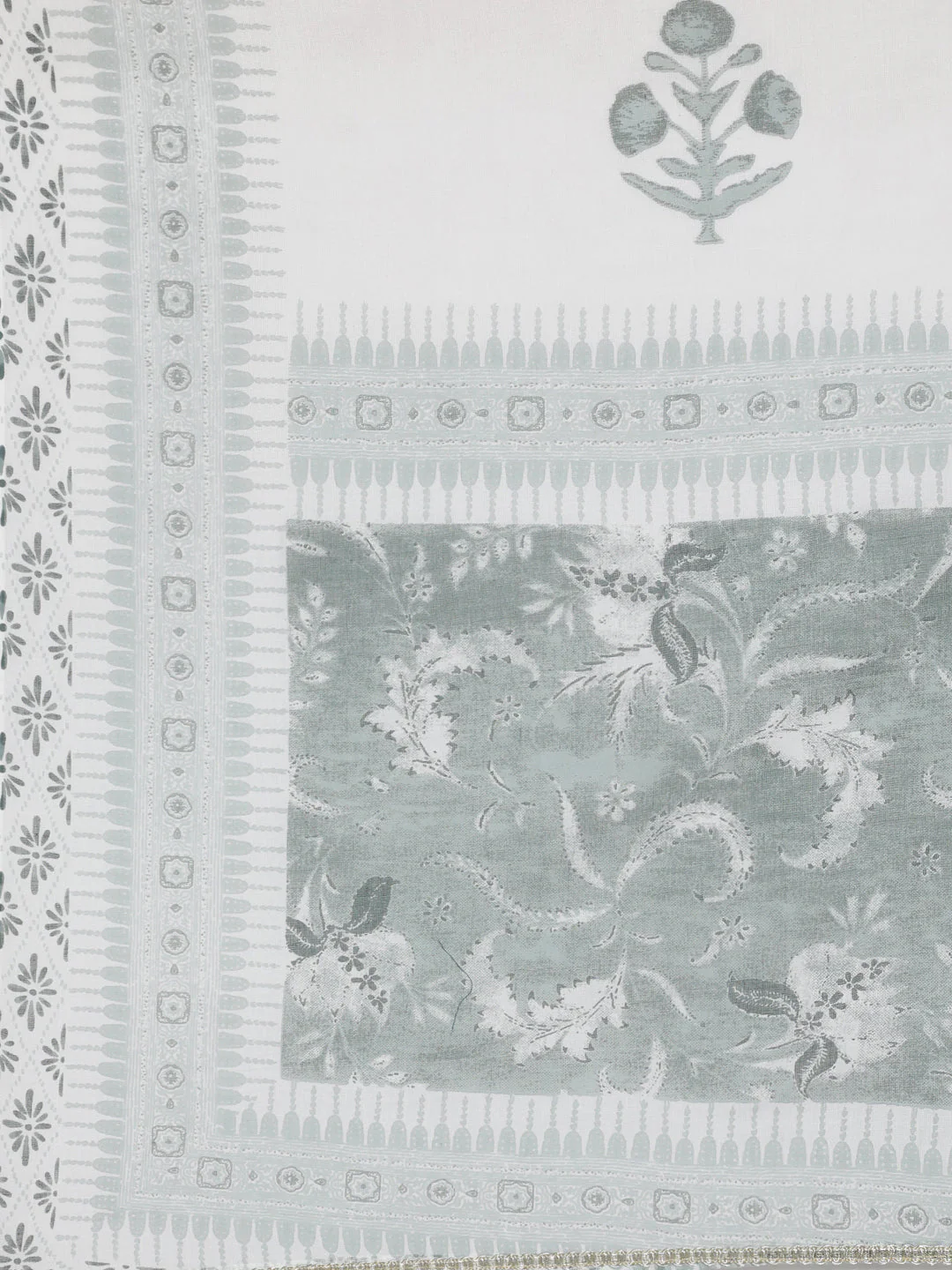 Neerus Green Printed Anarkali Kurta and Trousers With Dupatta - Image 7