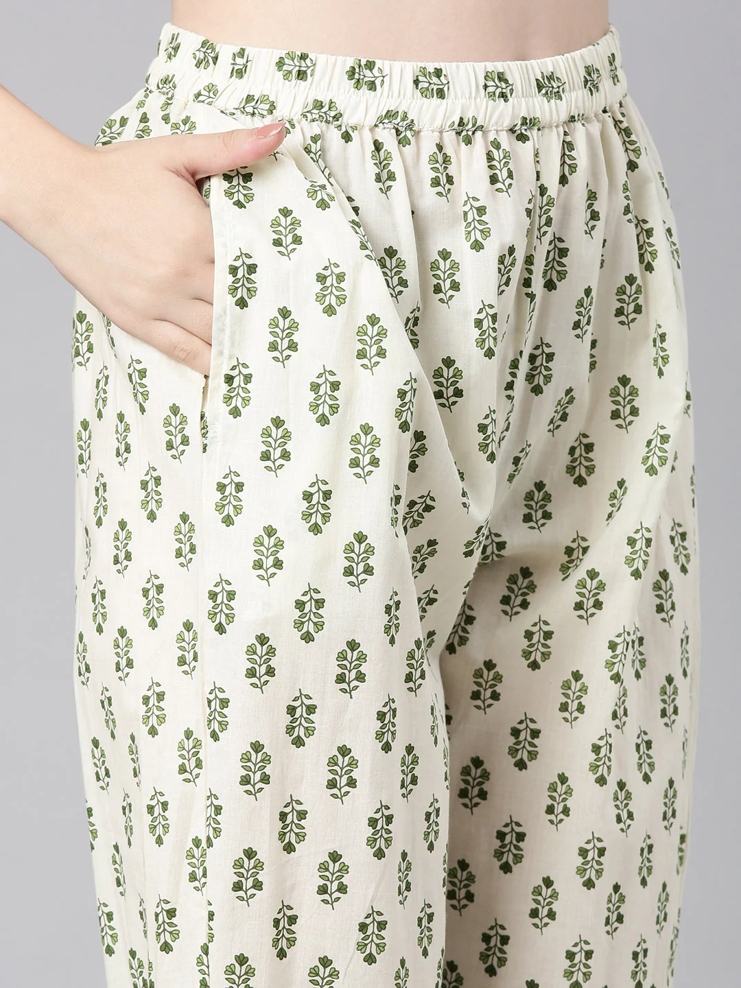 Neerus Green Printed Anarkali Kurta and Trousers With Dupatta - Image 6