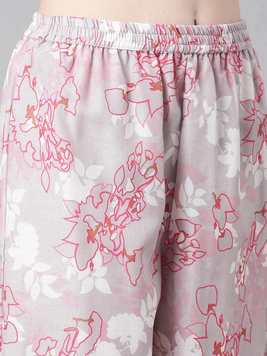 Neerus L gray Printed Straight Kurta and Trousers With Dupatta - Image 6