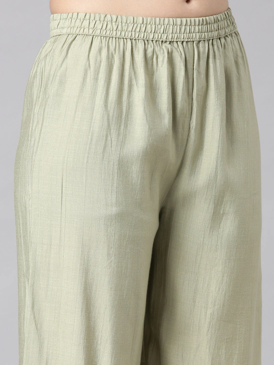 Neerus Lime Green Printed Straight Kurta and Palazzos - Image 6