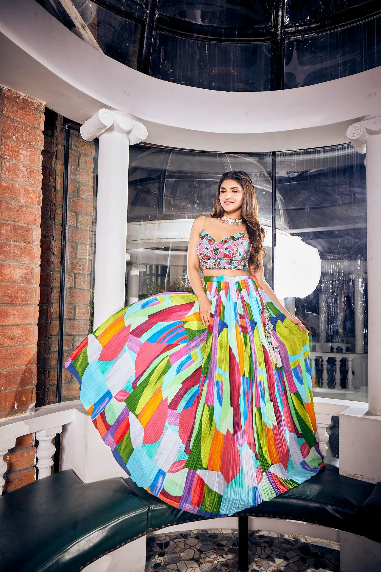 Neerus Multi Crepe Fabric Ghagra Set With Dupatta - Image 4