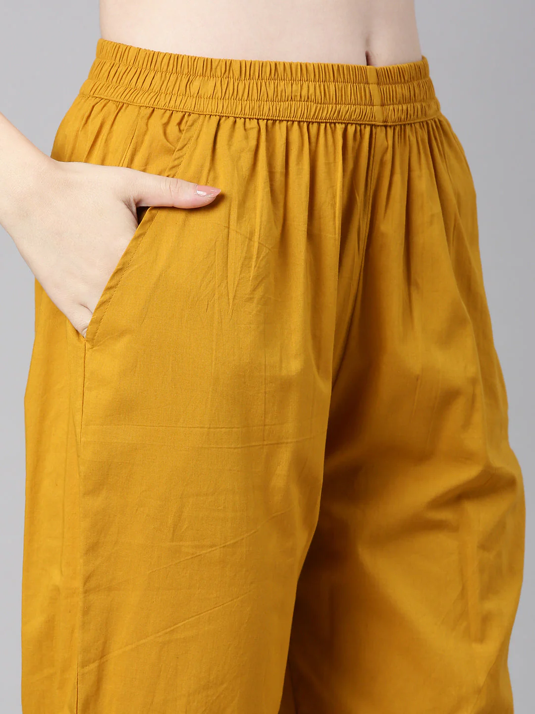 Neerus Mustard Printed Anarkali Kurta and Trousers With Dupatta - Image 6