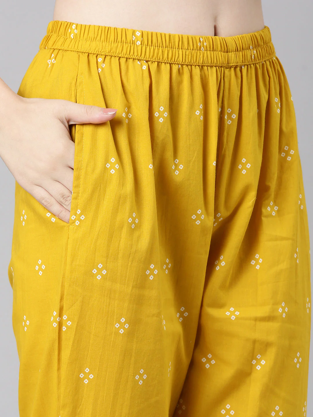 Neerus Mustard Printed Straight Kurta and Trousers With Dupatta - Image 6