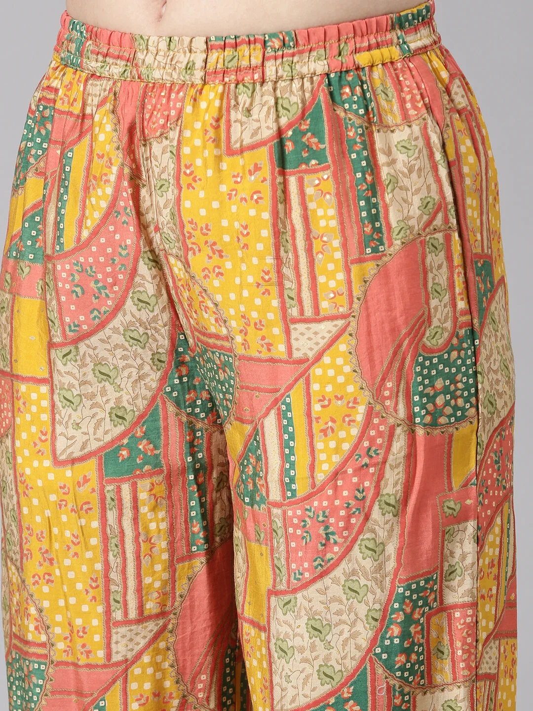 Neerus Mustard Solid Straight Kurta and Palazzos - Image 6