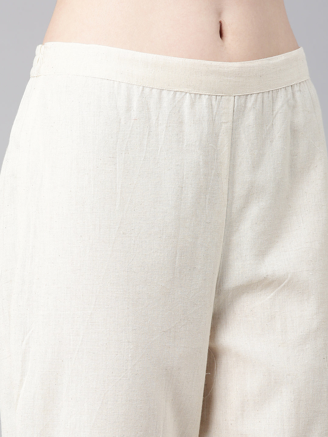 Neerus Off white Embroidered Straight Kurta and Trousers - Image 6