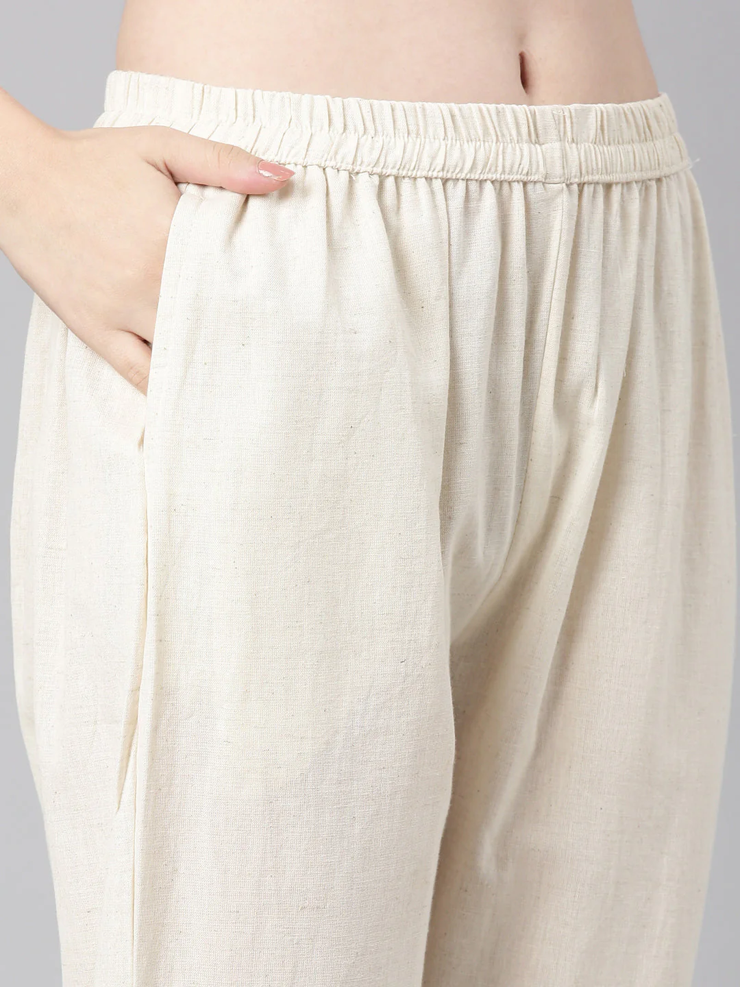 Neerus Off white Embroidered Straight Kurta and Trousers With Dupatta - Image 6