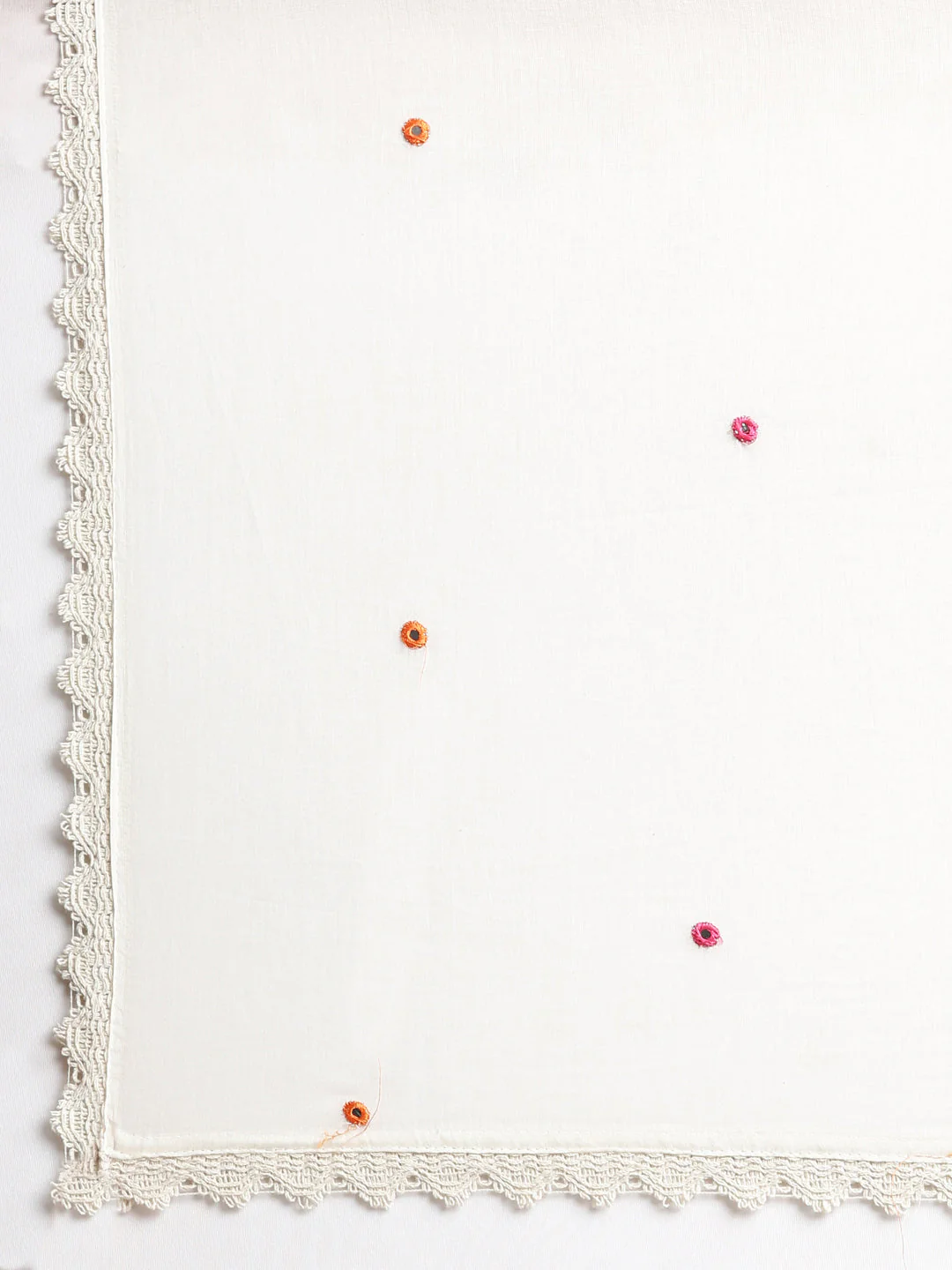 Neerus Off white Embroidered Straight Kurta and Trousers With Dupatta - Image 7