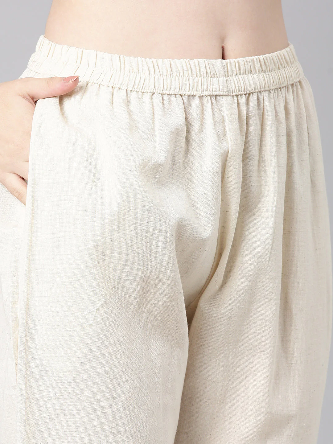 Neerus Off white Embroidered Straight Kurta and Trousers With Dupatta - Image 6