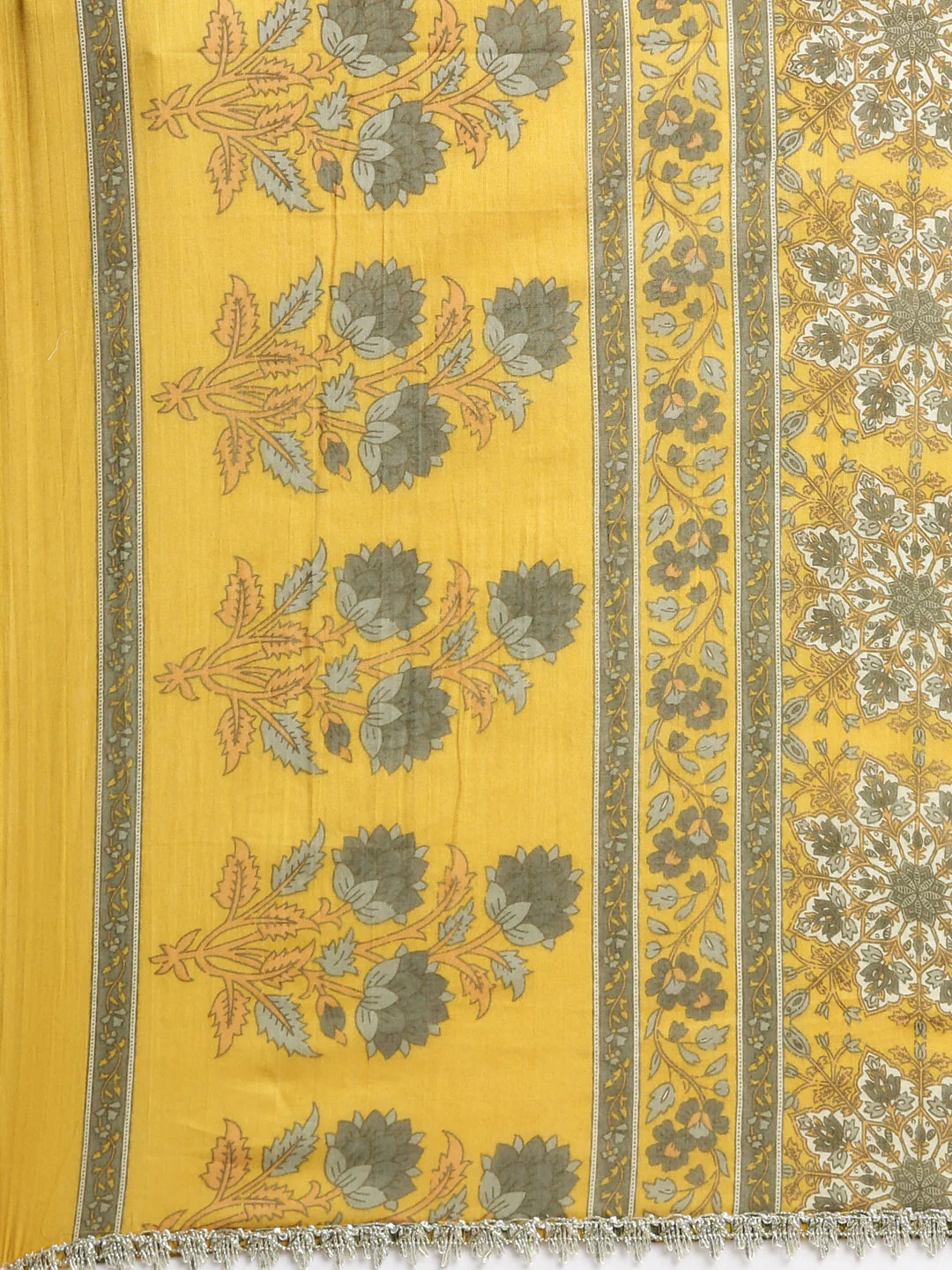 Neerus Mustard Printed Anarkali Kurta and Trousers With Dupatta - Image 6