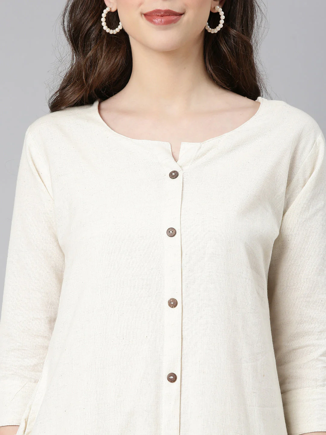 Neerus Off white Solid Straight Kurta and Palazzos - Image 4