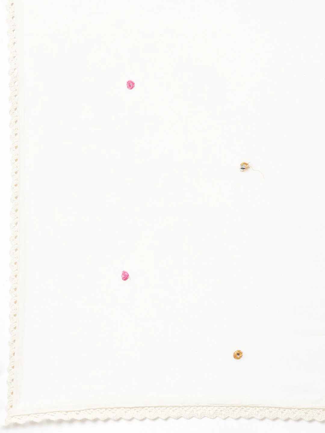 Neerus Off White Solid Straight Kurta and Trousers With Dupatta - Image 7