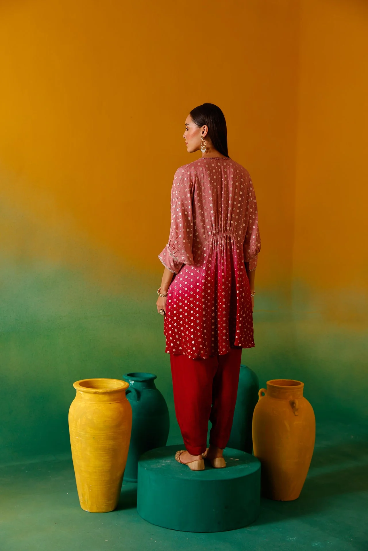 Neerus Onion Beads and Stones Chinon Fabric Co-Ord Set - Image 11