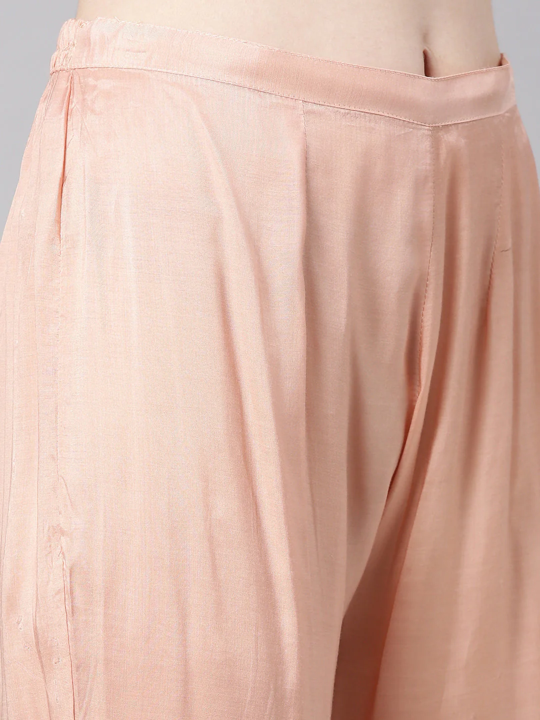 Neerus Peach Printed Straight Kurta and Trousers With Dupatta - Image 6