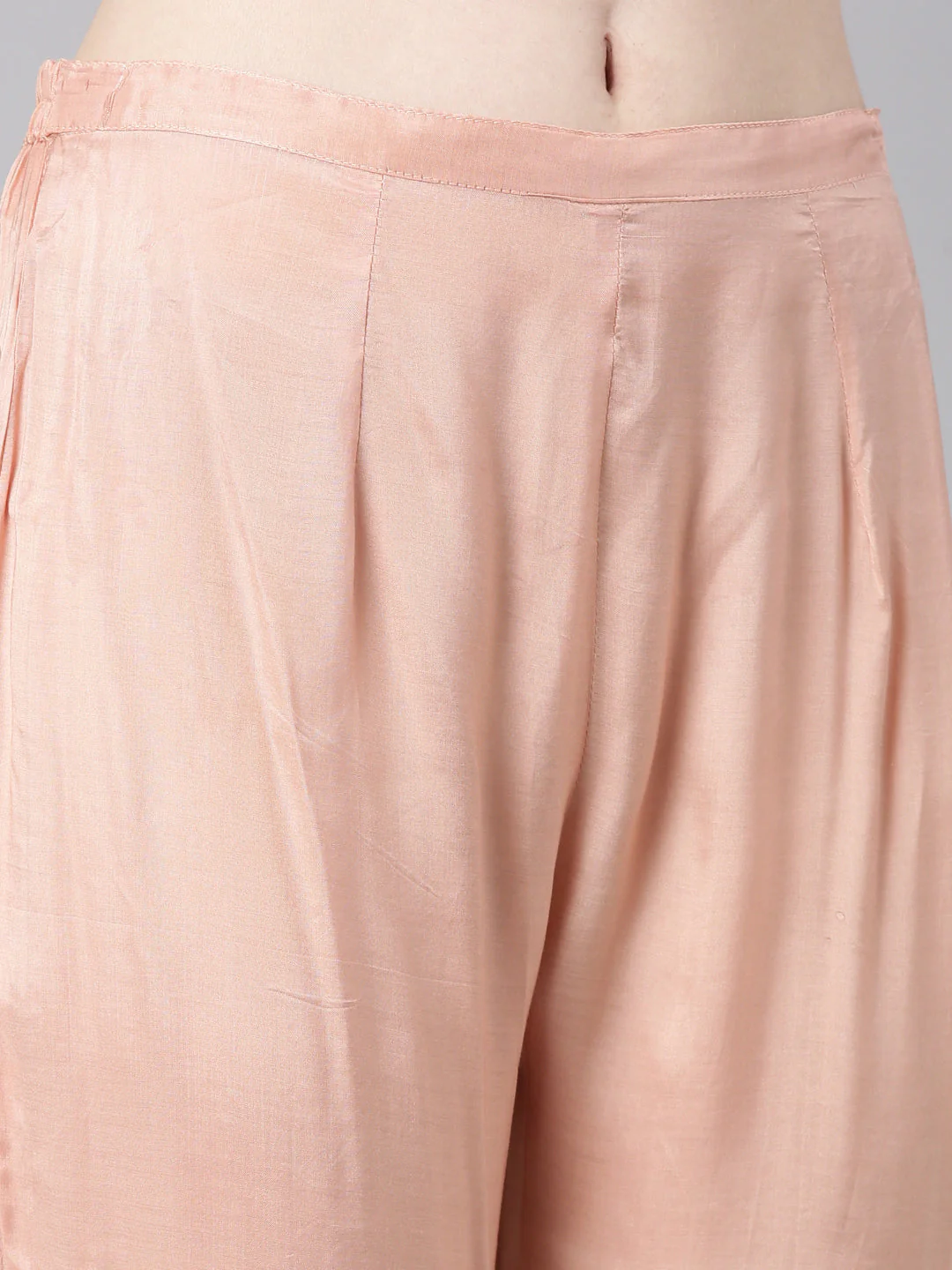 Neerus Peach Printed Straight Kurta and Trousers With Dupatta - Image 6