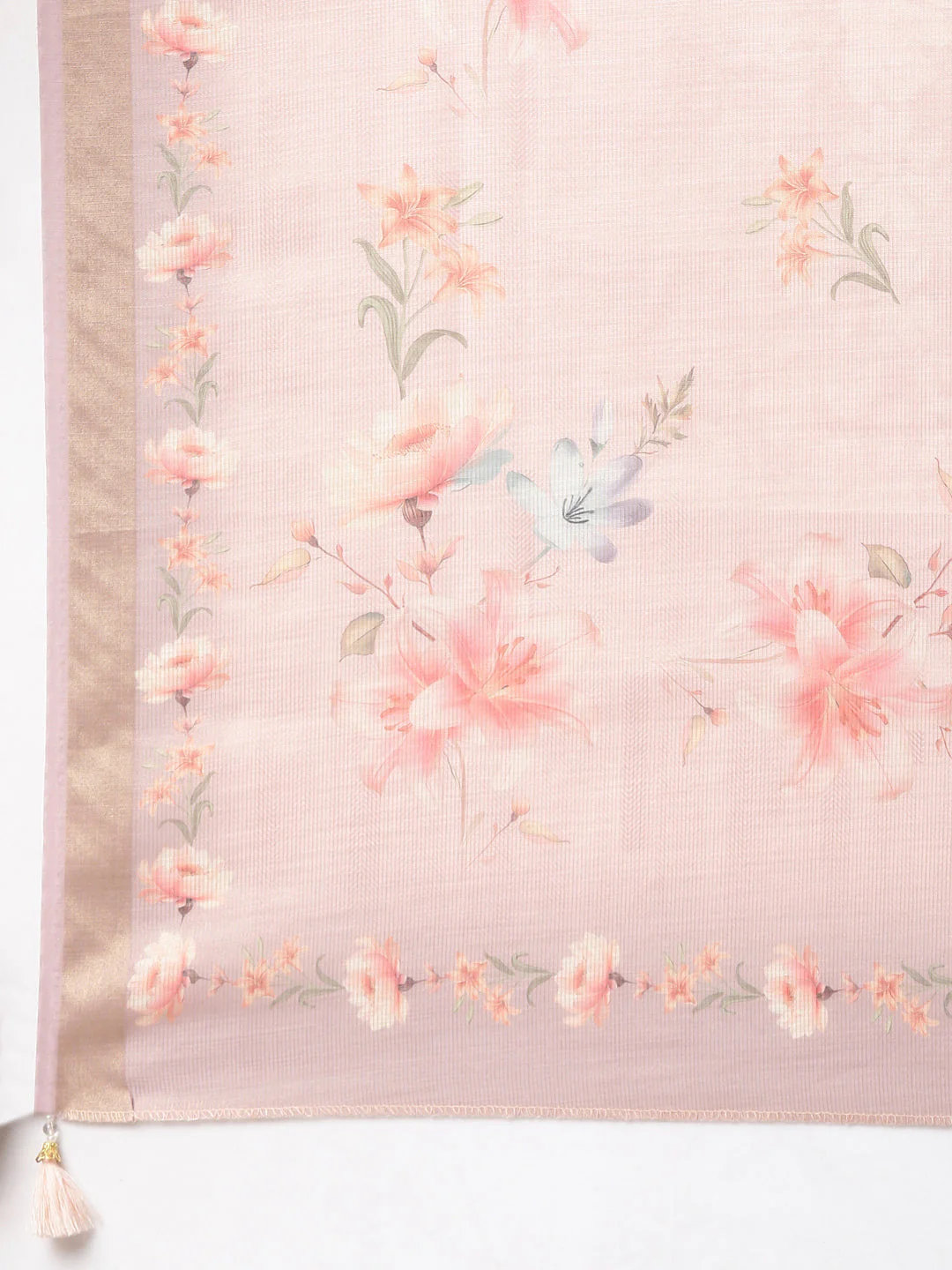 Neerus Peach Printed Straight Kurta and Trousers With Dupatta - Image 7