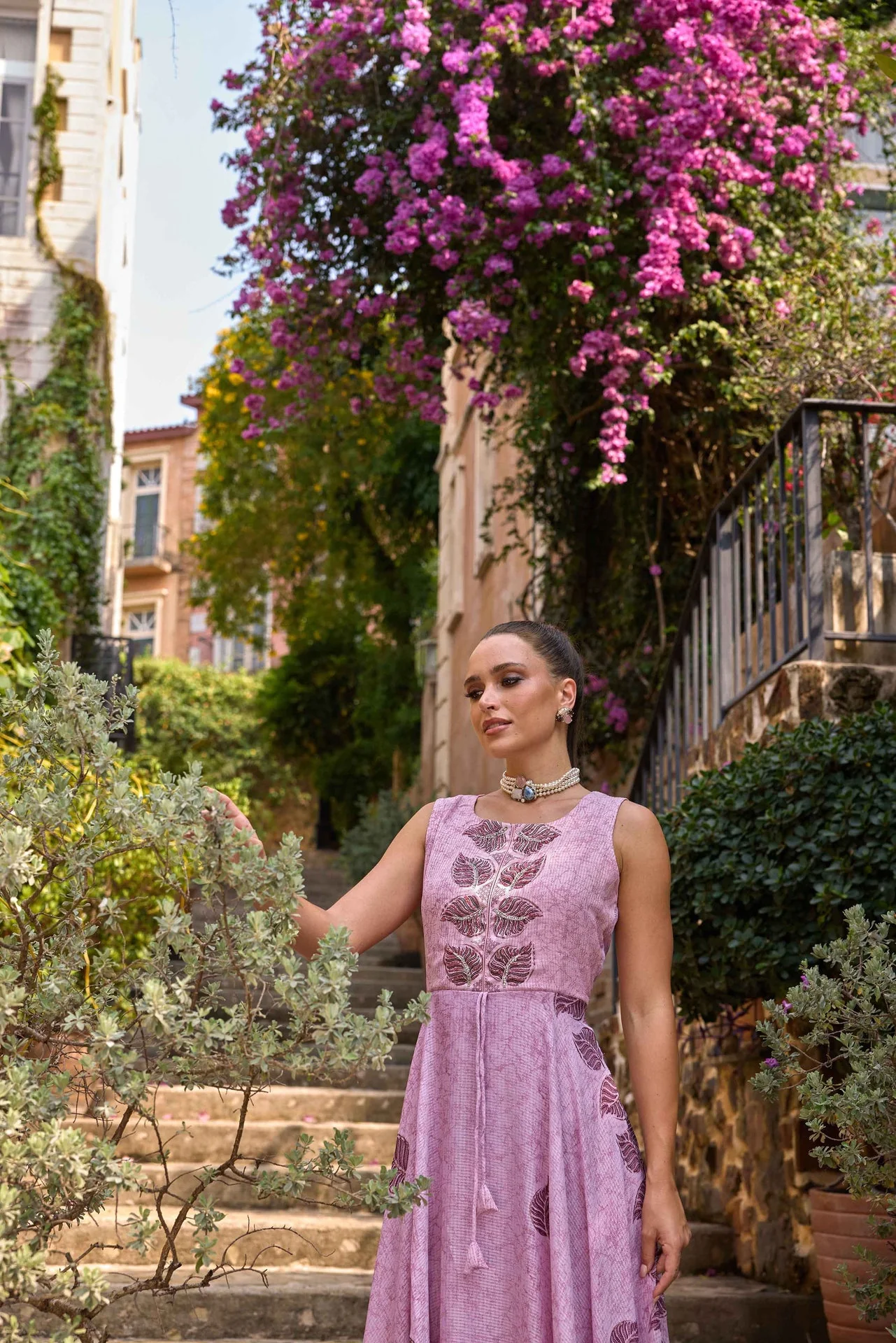 Neerus Pink Casual Maxi Printed Dresses - Image 3