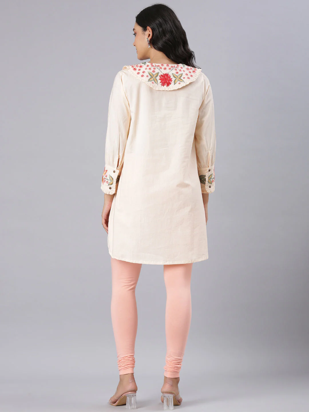 Neerus Pink Casual Solid Straight Kurtis - Image 3
