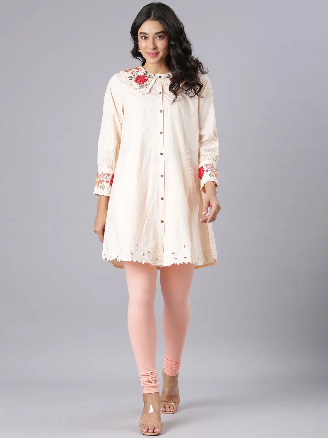 Neerus Pink Casual Solid Straight Kurtis - Image 5