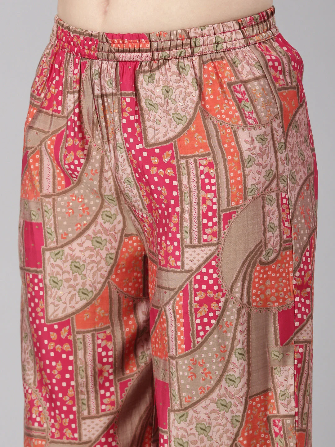 Neerus Pink Solid Straight Kurta and Palazzos - Image 6