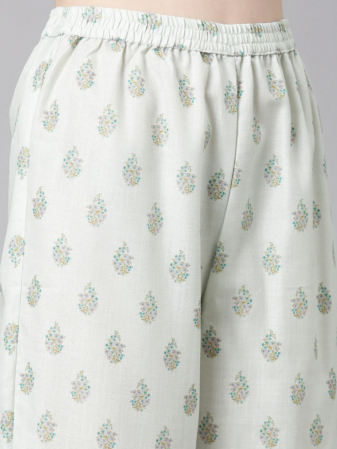 Neerus Pista Printed Straight Kurta and Trousers With Dupatta - Image 7