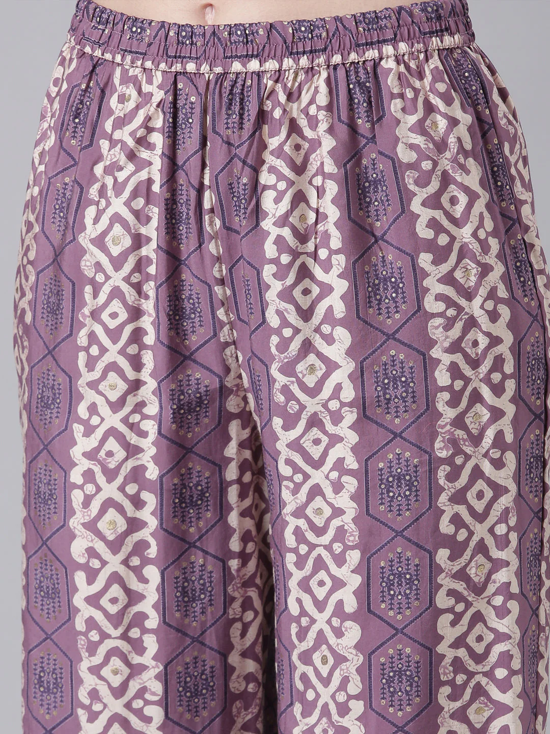 Neerus Purple Solid Straight Kurta and Palazzos - Image 6