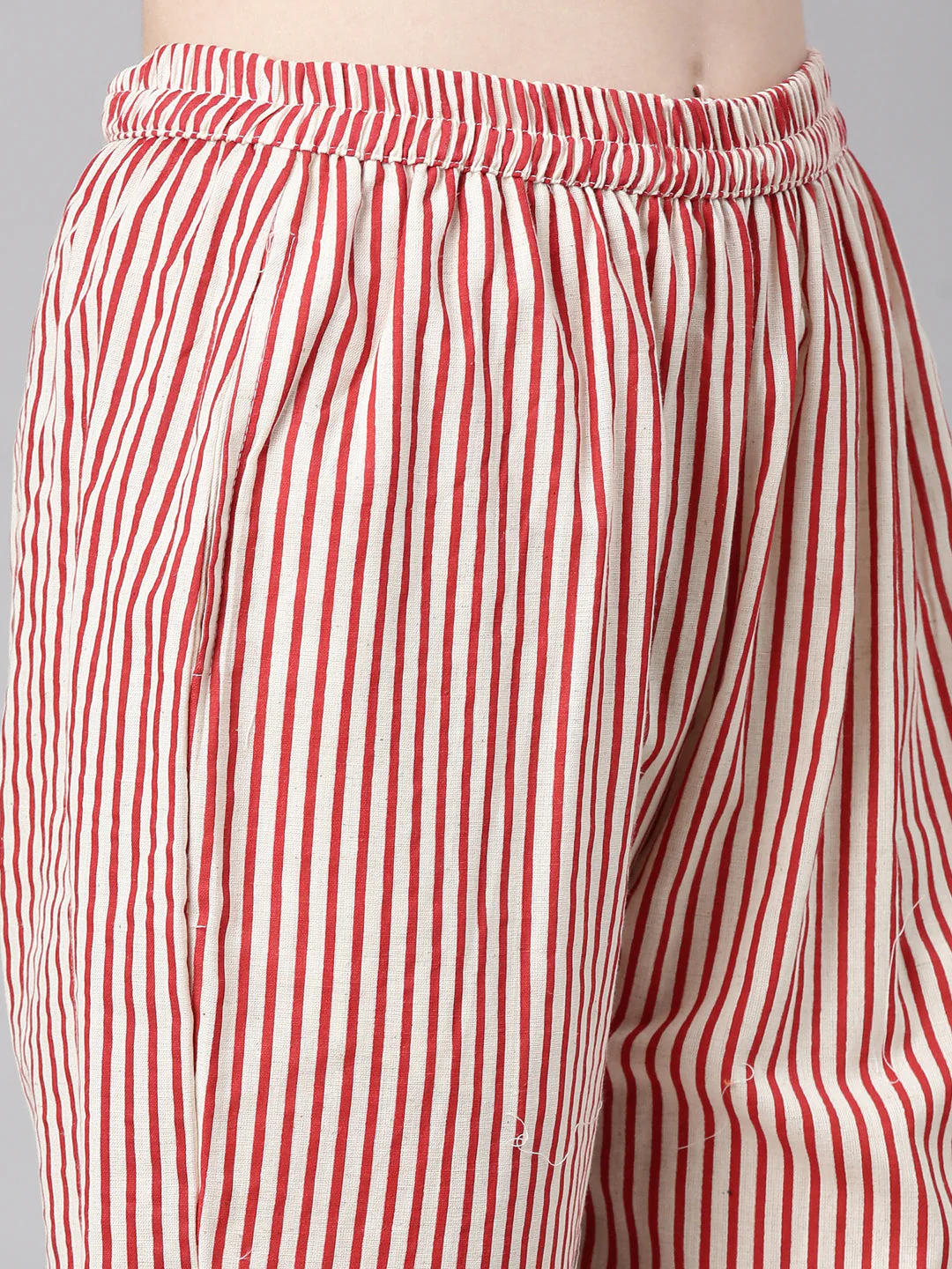 Neerus Red Printed Straight Kurta and Trousers With Dupatta - Image 6