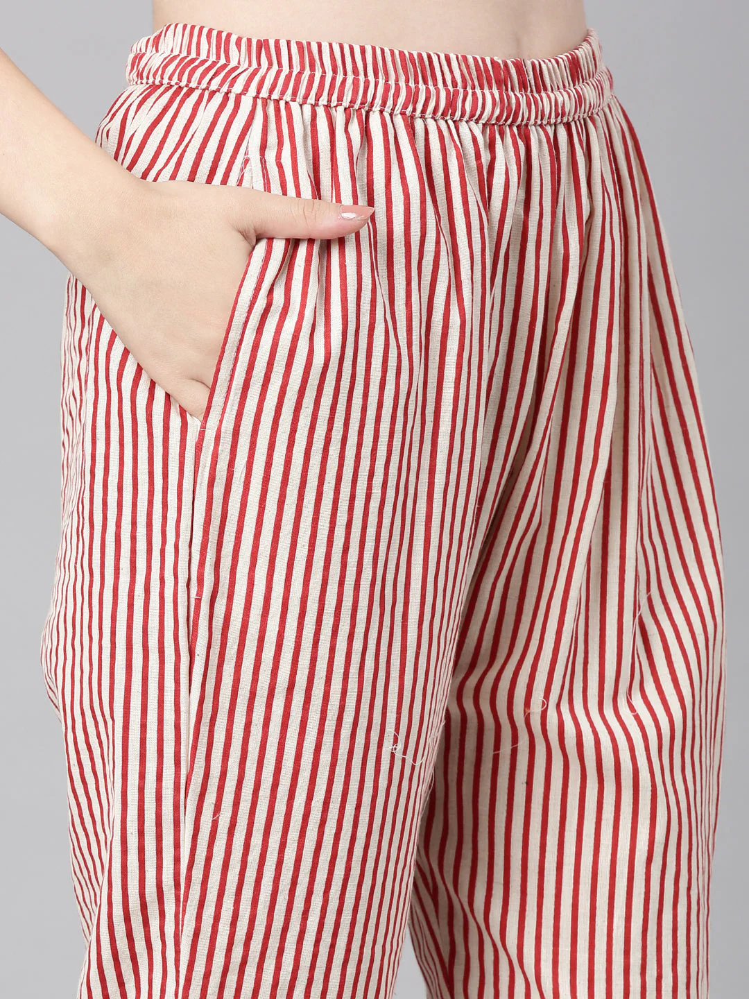 Neerus Red Printed Straight Kurta and Trousers With Dupatta - Image 7