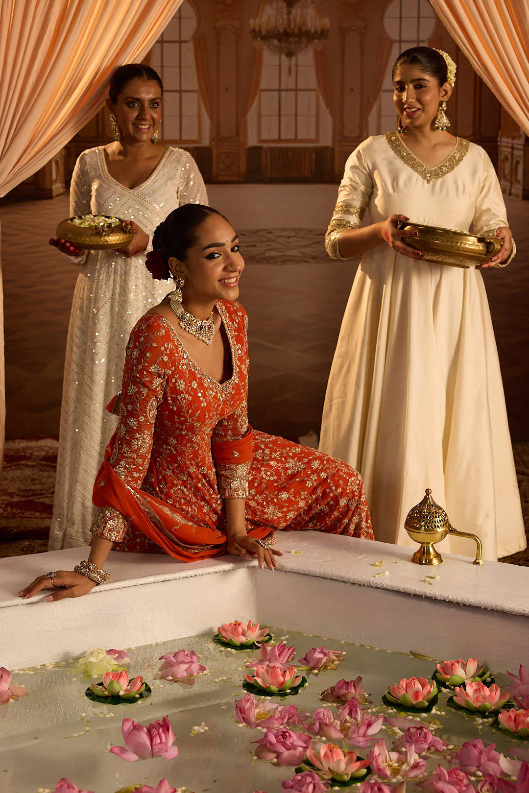 Neerus Rust Embroidery Work Georgette Fabric Anarkali and Trouser With Dupatta - Image 4