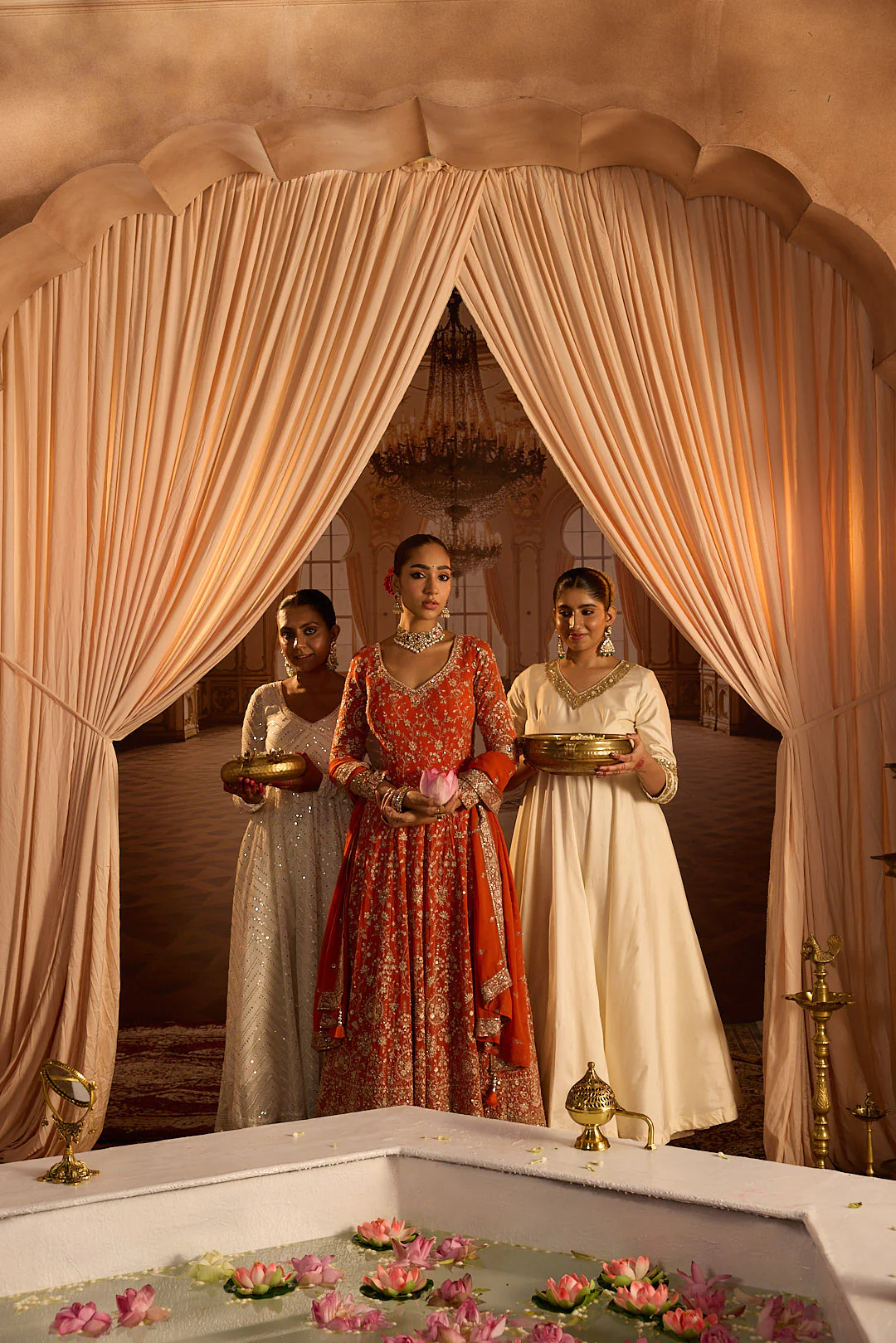 Neerus Rust Embroidery Work Georgette Fabric Anarkali and Trouser With Dupatta - Image 6