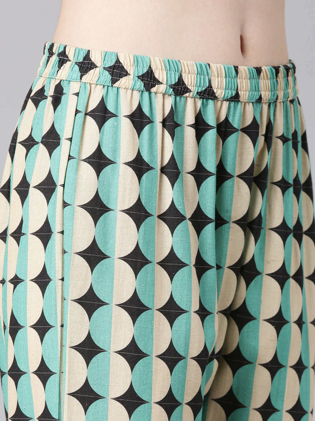 Neerus Sea green Printed Straight Kurta and Trousers - Image 6