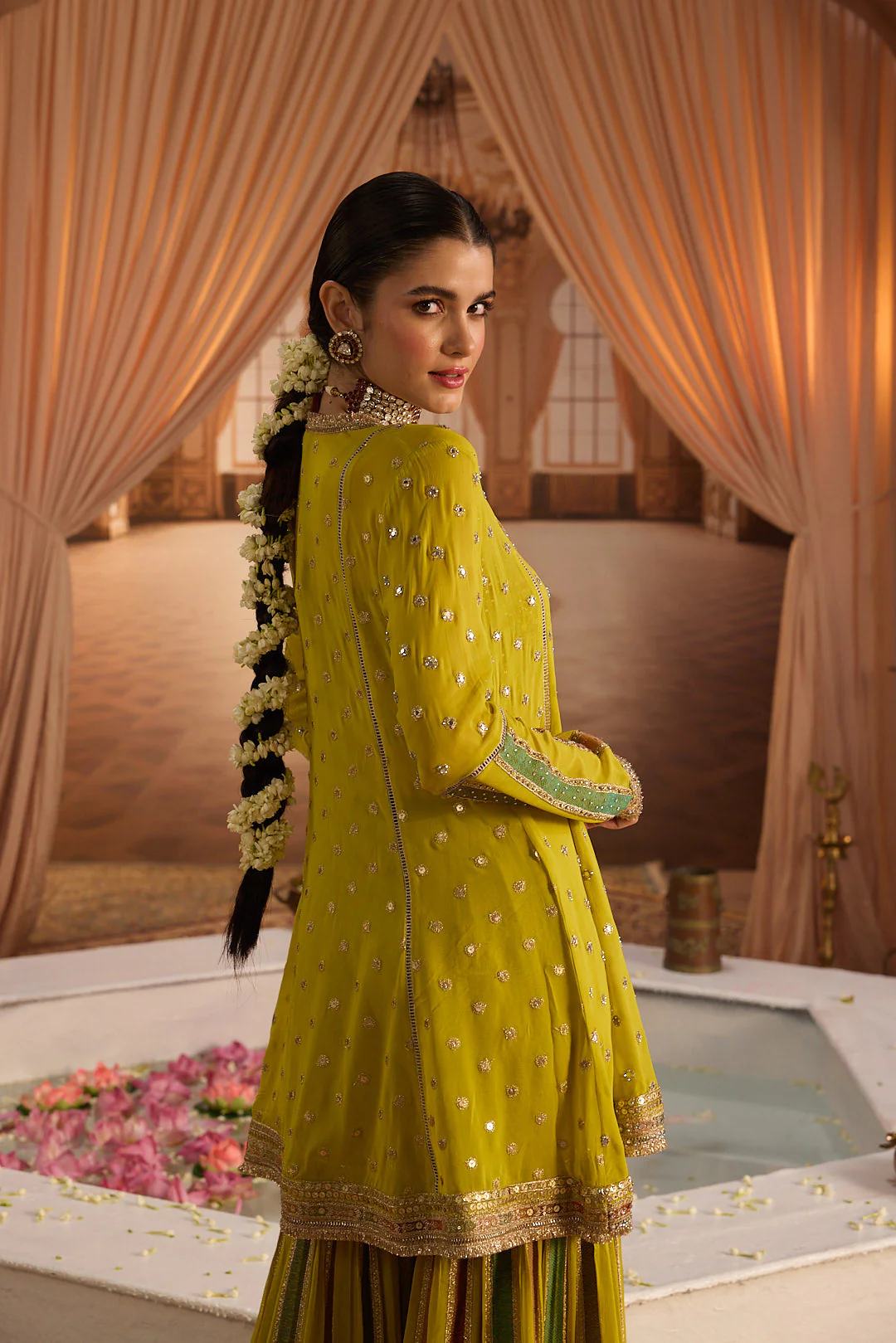 Neerus Variyali Green Embroidery Work Georgette Fabric Kurti and Gharara With Dupatta - Image 7