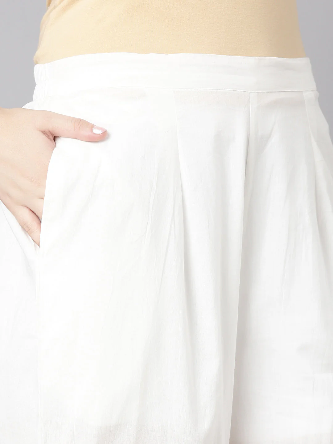 Neerus White Printed A-Line Kurta and Trousers - Image 6