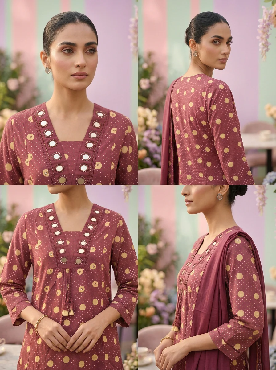 Onion Cotton Printed Three Piece Set - Image 3