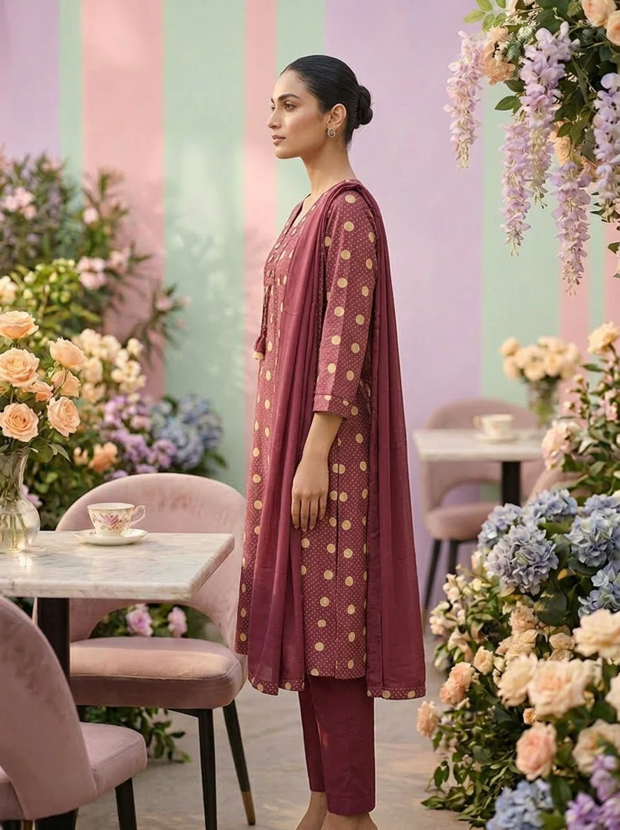 Onion Cotton Printed Three Piece Set - Image 4