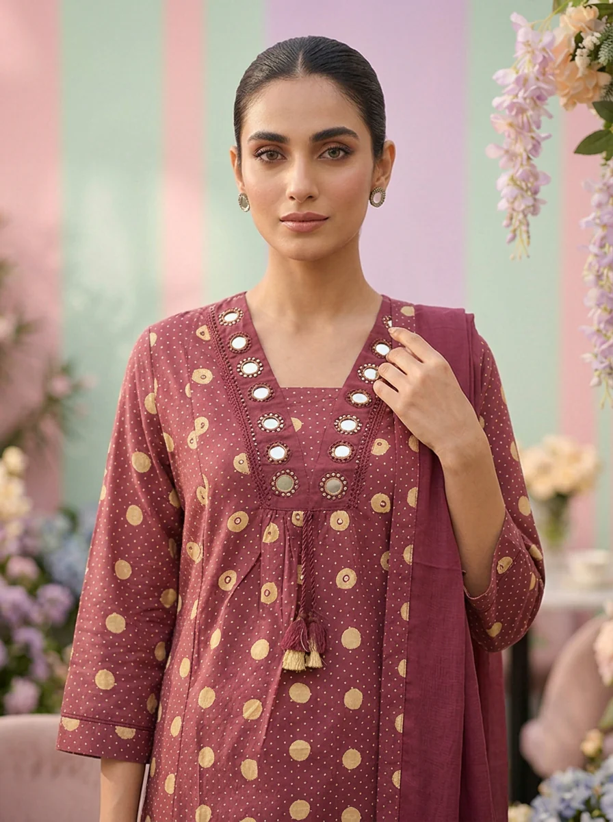 Onion Cotton Printed Three Piece Set - Image 5