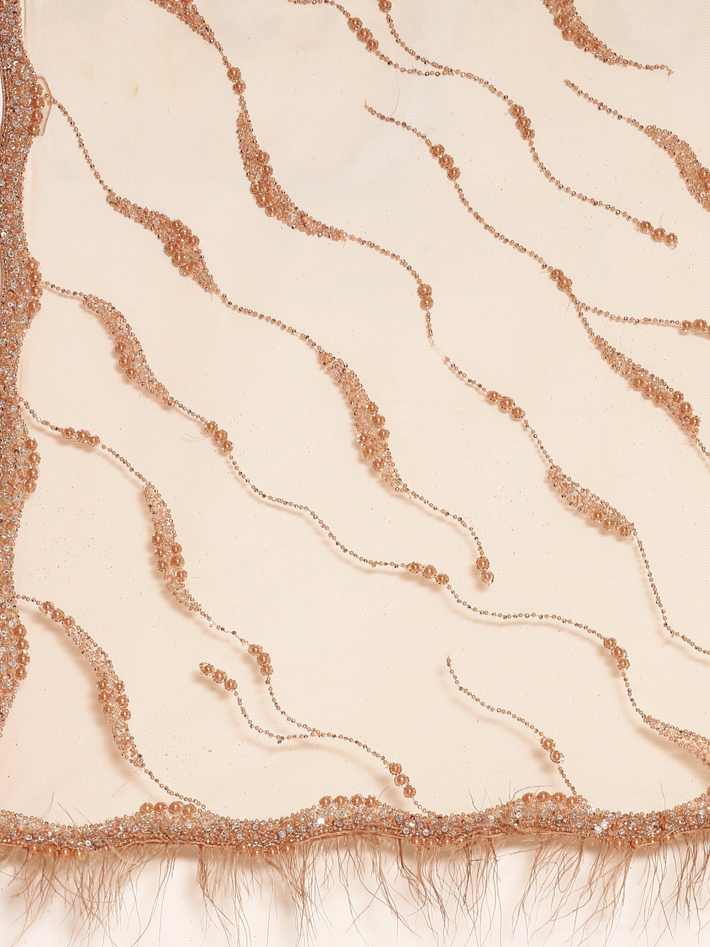 Onion pink net saree with pearl & cut Dana hand embroidery with Swarovski blouse - Image 5